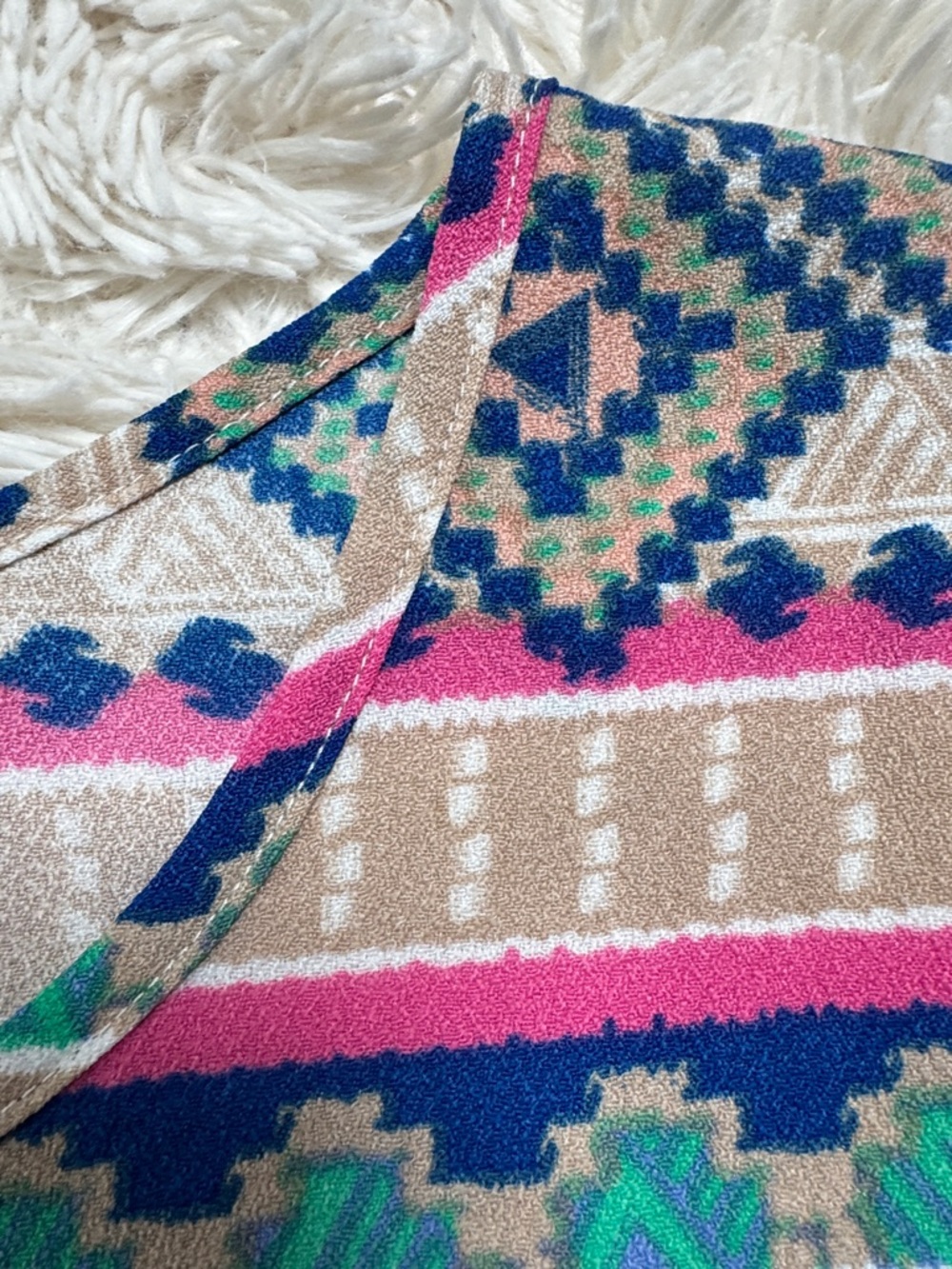 Under Skies Floral & Geometric Midi Shift Dress 💗 Beige Pink Blue & Green - Picture 10 of 16